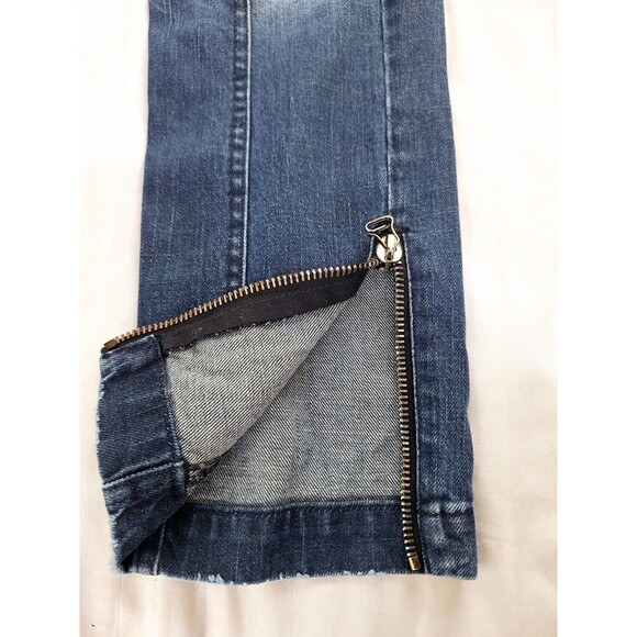 Pierre Balmain Women Blue Denim Moto Biker Jeans Zipper Detail Ankle Zip Size 34 - Picture 6 of 12